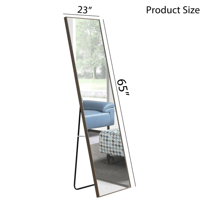 3Rd Generation Grey Solid Wood Frame Full-Length Mirror, Dressing Mirror, Bedroom Home Porch, Decorative Mirror, Clothing Store, Floor Mounted Large Mirror, Wall Mounted