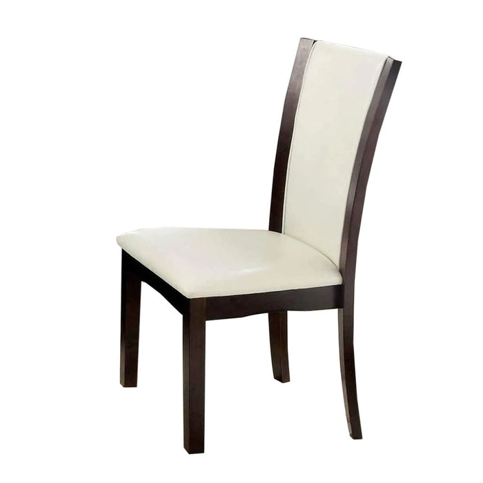 (Set of 2) Padded White Leatherette Dining Chairs In Dark Cherry And White