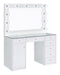 Acena - 7-Drawer Glass Top Vanity Desk With Lighting - White Unique Piece Furniture