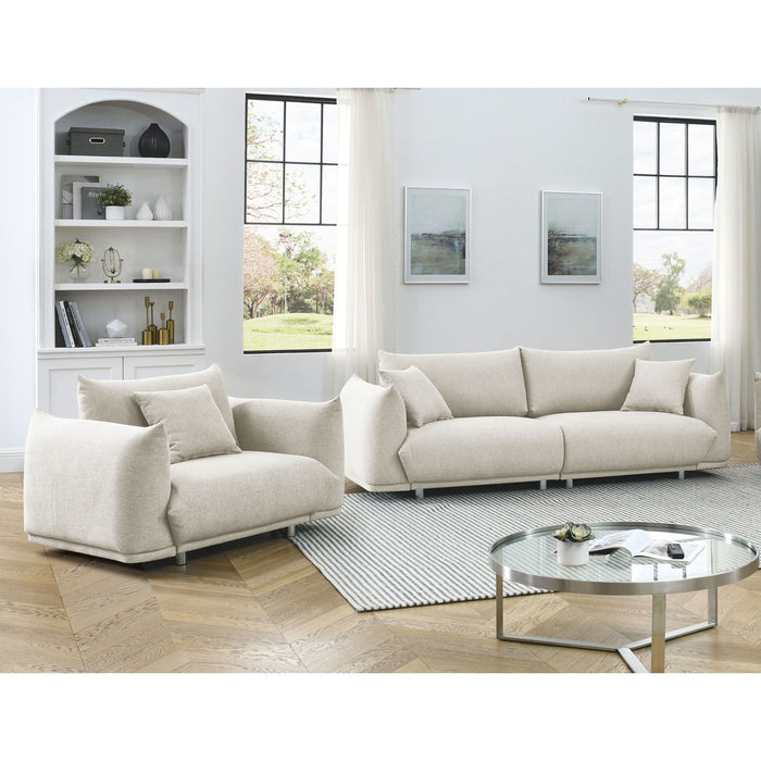 3 Seater + 1 Seater Combination Sofa Modern Couch For Living Room Sofa, Solid Wood Frame And Stable Metal Legs, 3 Pillows, Sofa Furniture For Apartment