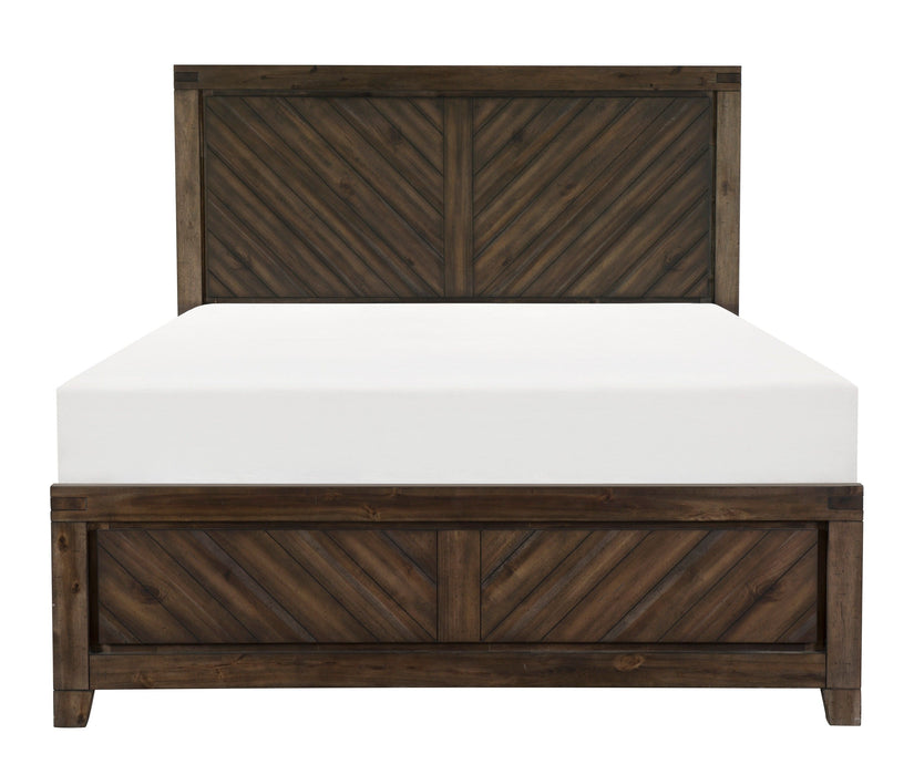 Modern - Rustic Design 1 Piece Eastern King Size Bed Distressed Espresso Finish Plank Style Detailing Bedroom Furniture Wooden Bed