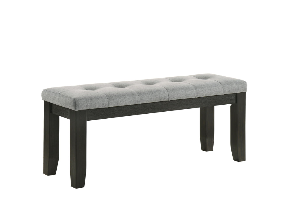 1 Piece Contemporary Style Bench Gray Fabric Upholstery Tufted Tapered Wood Legs Bedroom Living Room Dining Room Furniture Wheat Charcoal Finish