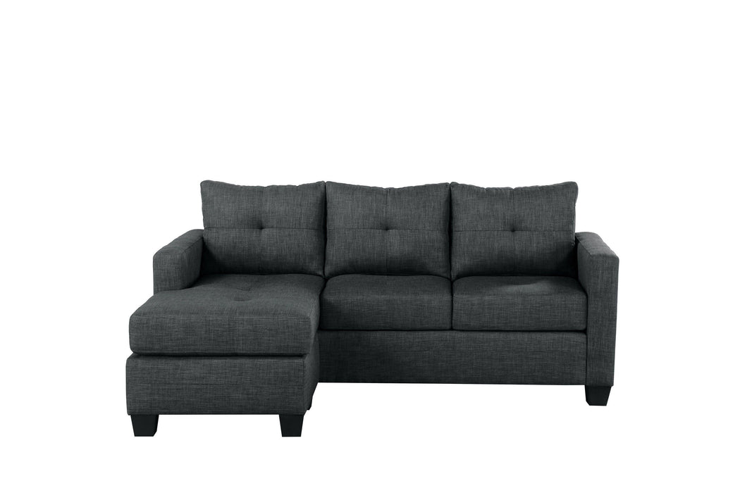Unique Style Dark Gray Color 1 Piece Reversible Sofa Chaise Lenin - Like Fabric Upholstered Track Arms Tufted Sectional Sofa