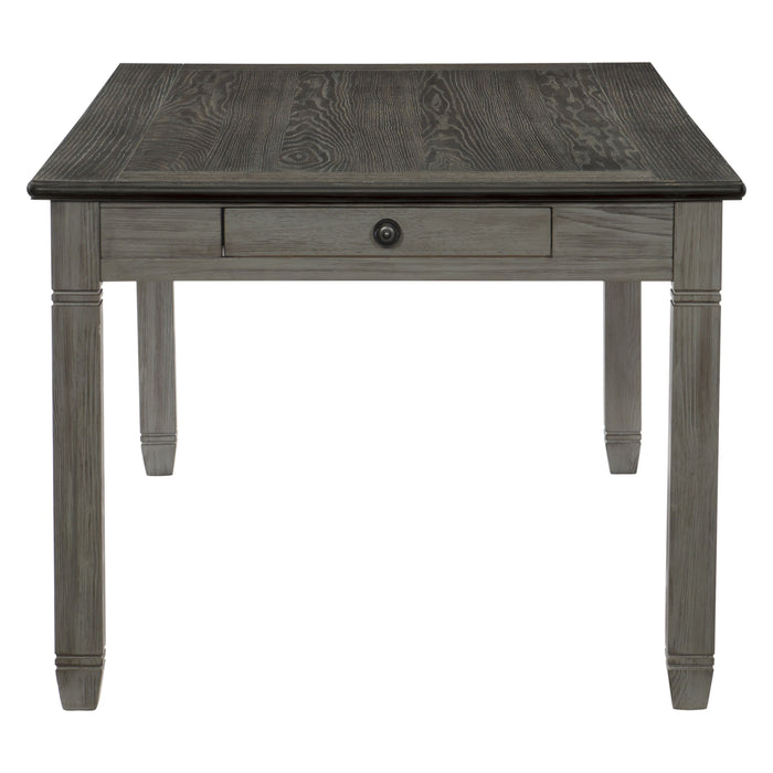 Antique Gray And Coffee Finish 6 Pieces Dining Set Table 6 Drawers Upholstered Bench 4 Side Chairs Casual Country Style Dining Room Furniture