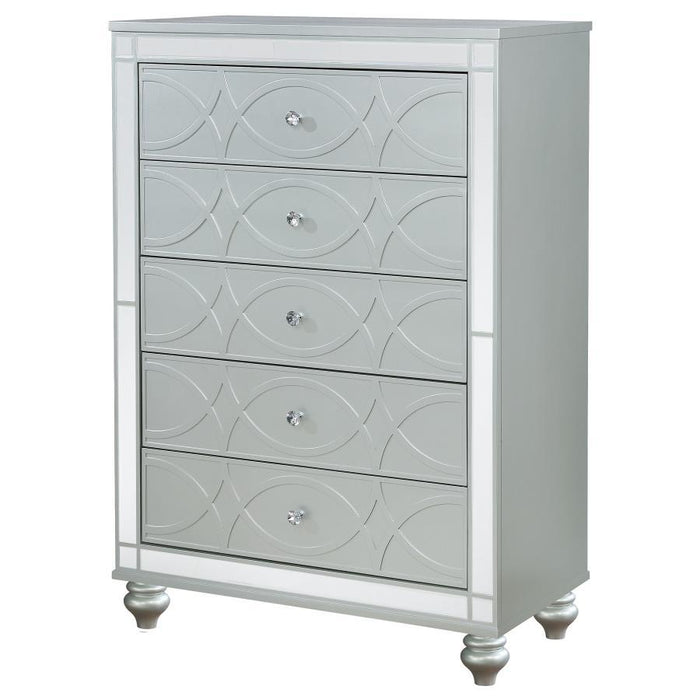 Gunnison - 5-Drawer Chest - Silver Metallic Unique Piece Furniture