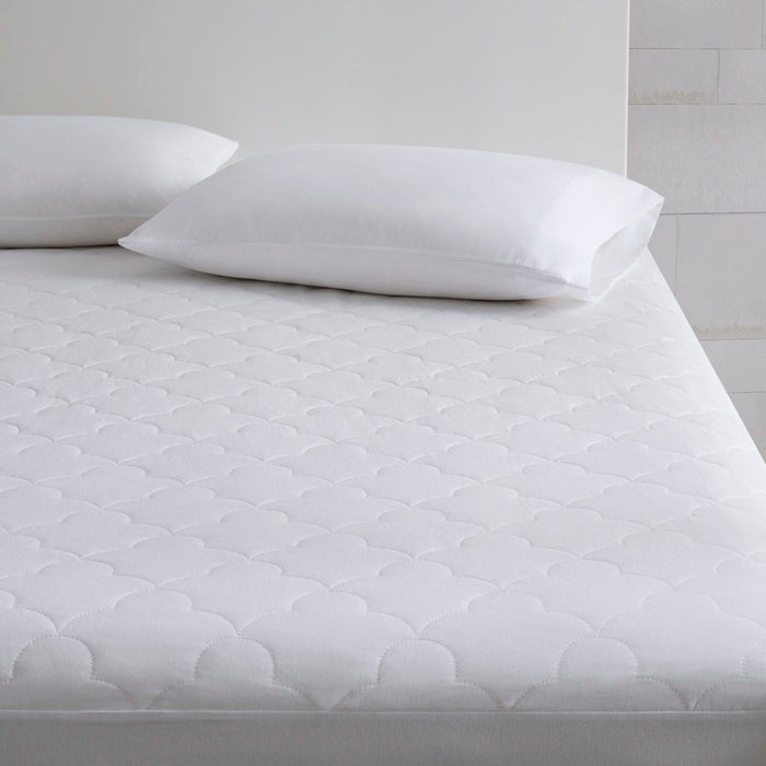Cotton Percale Quilted Mattress Pad White
