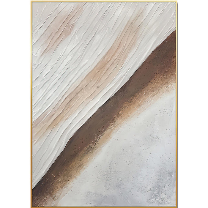 Home Hand Painted"Sandy Slope Serenity" Oil Painting - Beige / Brown