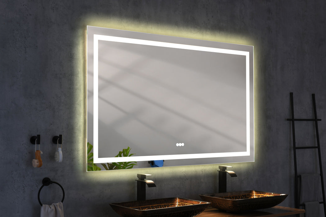 60*36 LED Lighted Bathroom Wall Mounted Mirror With High Lumen / Anti-Fog Separately Control / Dimmer Function
