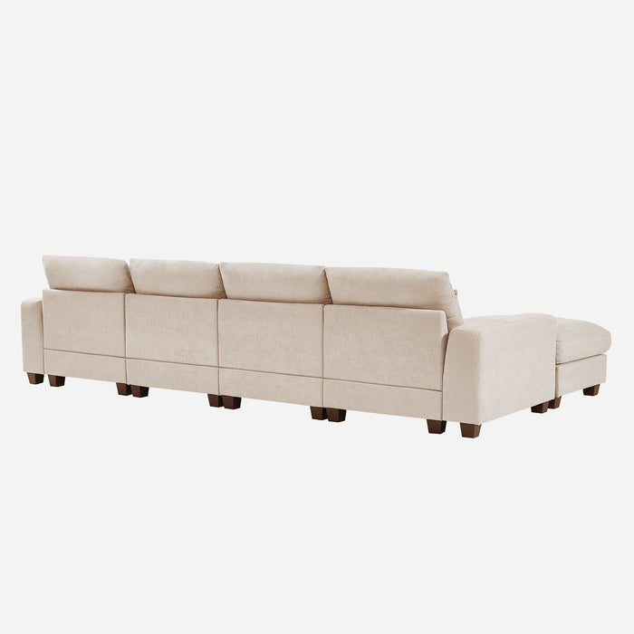 U_Style Modern Large L-Shape Feather Filled Sectional Sofa, Convertible Sofa Couch, Reversible Chaise