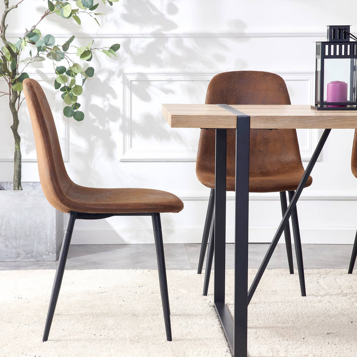 Dining Chairs Set of 4, Modern Mid - Century Style Dining Kitchen Room Upholstered Side Chairs, Accent Chairs With Soft Suede Fabric Cover Cushion Seat And Black Metal Legs, For Kitchen Lounge Farmhouse,