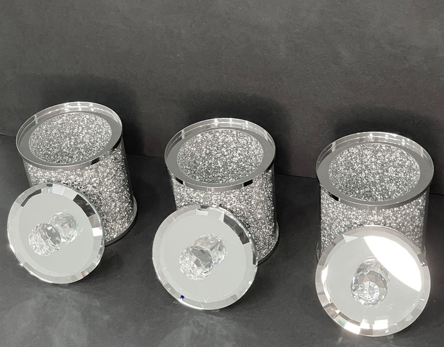 Ambrose Exquisite Three Glass Canister Set In Gift Box Silver