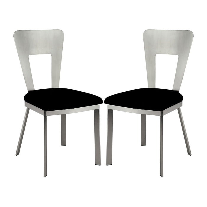(Set of 2) Microfiber And Metal Side Chairs In Silver And Black