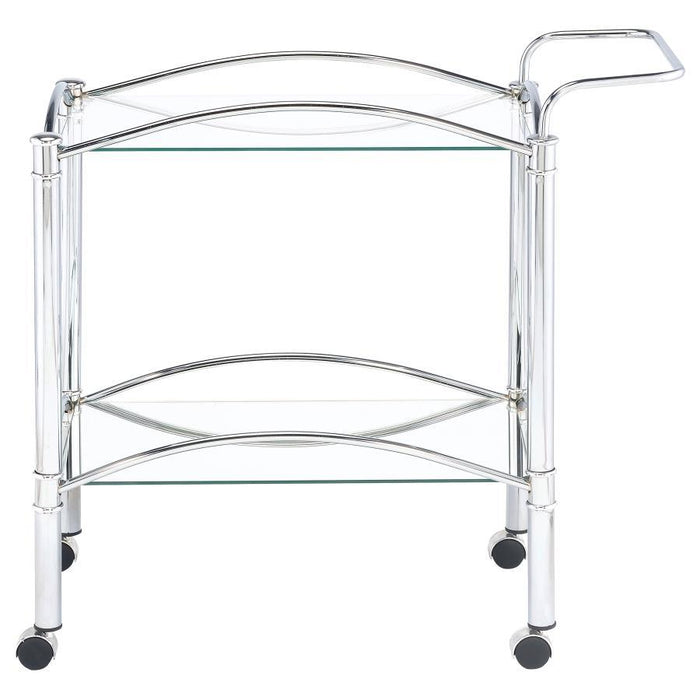 Shadix - 2-Tier Serving Cart With Glass Top - Chrome And Clear Unique Piece Furniture