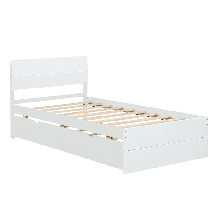 Modern Twin Bed Frame With Trundle For White High Gloss Color