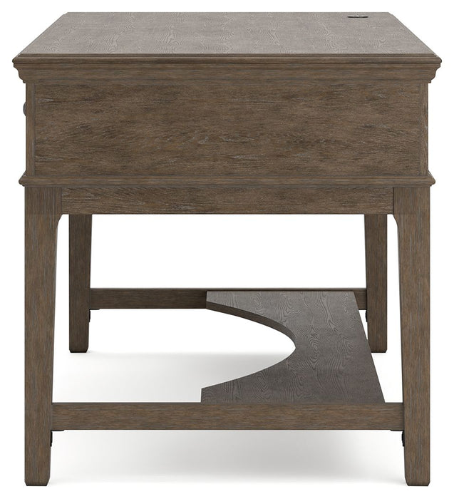 Janismore - Weathered Gray - Home Office Storage Leg Desk Unique Piece Furniture
