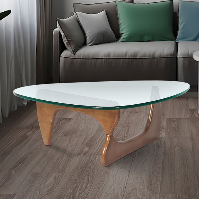 Light Walnut Triangle Coffee Table Wood Base For