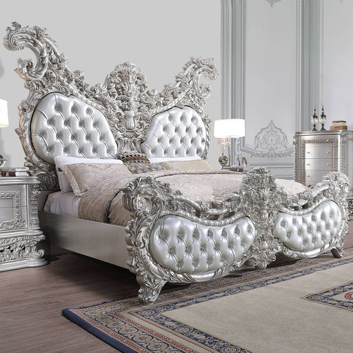 Valkyrie - Eastern King Bed - PU, Light Gold & Gray Finish Unique Piece Furniture