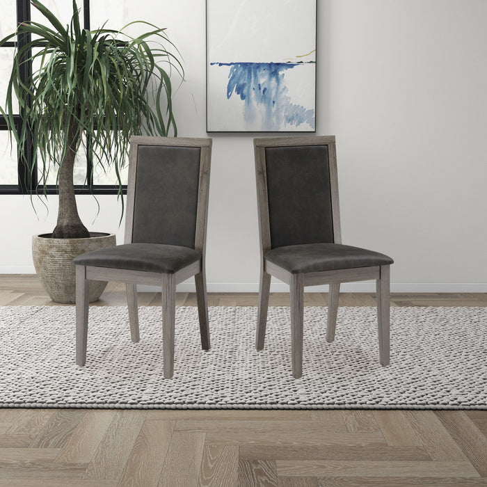 Dining Chairs (Set of 2) Wood Dining Room Chair With MDF + Sponge Back, Kitchen Room Chair Side Chair, Light Gray Base With Gray Cushion
