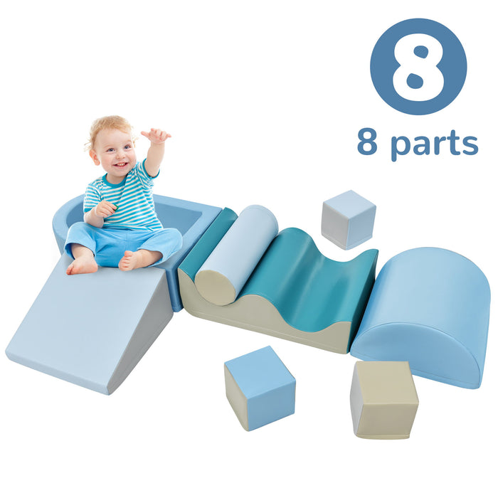 Soft Climb And Crawl Foam Playset 8 In 1, Safe Soft Foam Nugget Block For Infants, Preschools, Toddlers, Kids Crawling And Climbing Indoor Active Play Structure