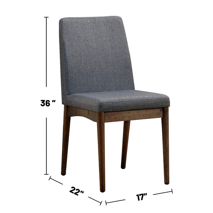 (Set of 2) Padded Fabric Dining Chairs In Natural Tone And Gray
