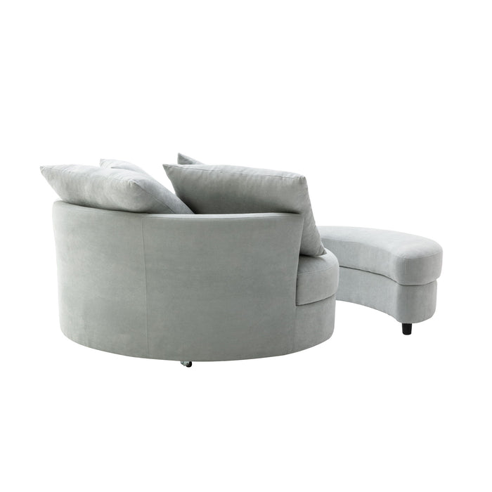 Orisfur. 360 ° Swivel Accent Barrel Chair With Storage Ottoman & 4 Pillows, Modern Linen Leisure Chair Round Accent For Living Room