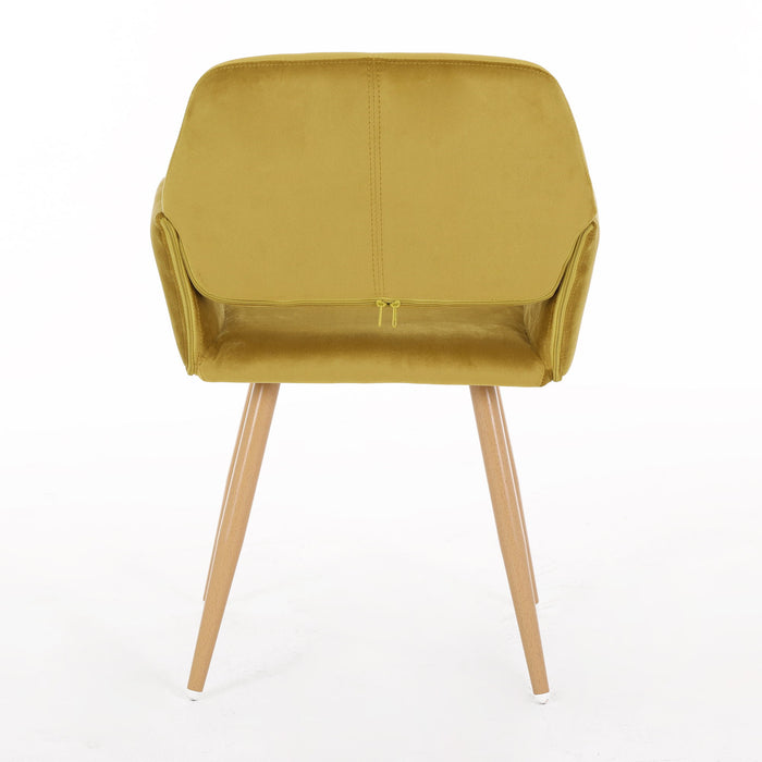 Velet Upholstered Side Dining Chair With Metal Leg (Yellow Velet / Beech Wooden Printing Leg), Kd Backrest
