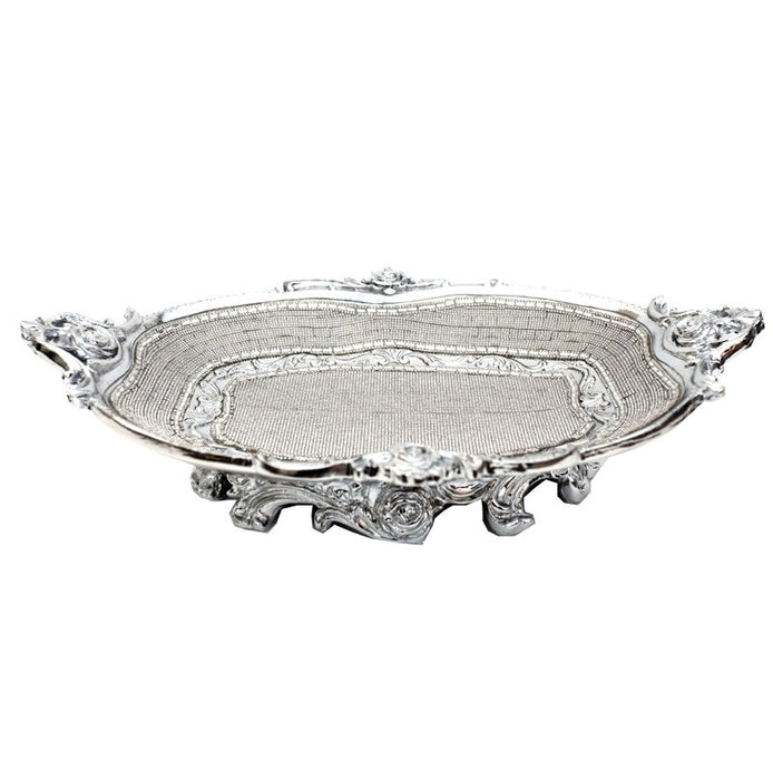 Ambrose Chrome Plated Crystal Embellished Plate - Silver