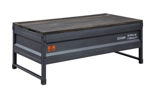 Cargo - Coffee Table - Weathered Oak & Gunmetal Finish Unique Piece Furniture