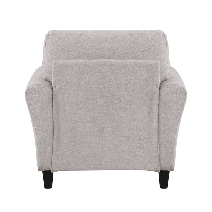 Modern Transitional Sand Hued Textured Fabric Upholstered 1 Piece Chair Attached Cushion Living Room Furniture