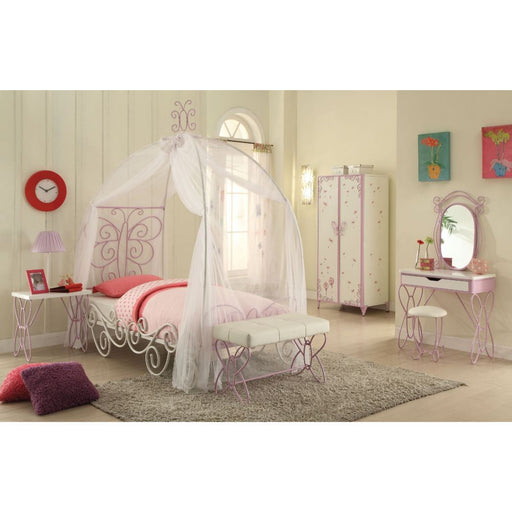 Priya II - Twin Bed - White & Light Purple Unique Piece Furniture