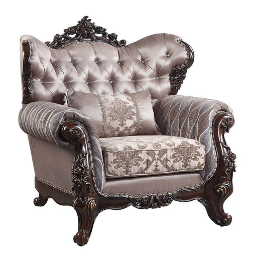 Benbek - Chair - Fabric & Antique Oak Finish Unique Piece Furniture
