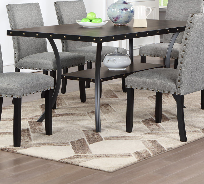 Dining Room Furniture Natural Wooden Rectangular Dining Table 1 Piece Dining Table Only Nailheads And Storage Shelve