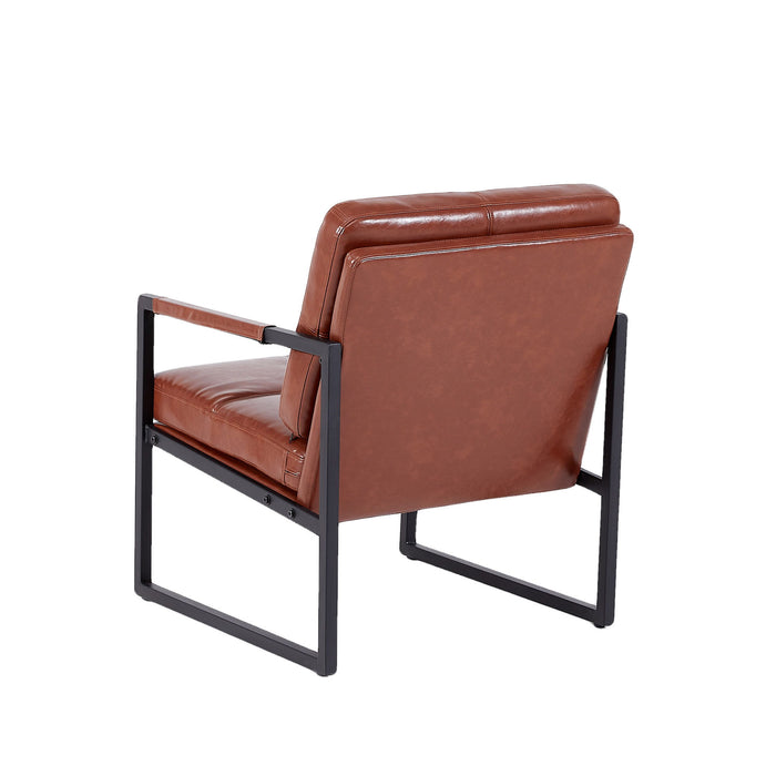 Red Brown Leather Leisure Black Metal Frame Recliner Chair For Living Room And Bedroom Furniture