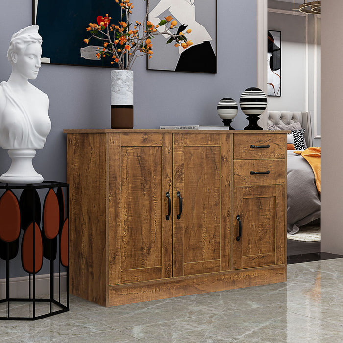 Modern Wood Buffet Sideboard With 2 Doors & 1 Storage And 2Drawers - Entryway Serving Storage Cabinet Doors - Dining Room Console, 43.3", Dark Walnut