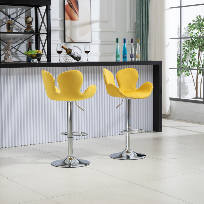 Coolmore Swivel Bar Stools (Set of 2) Adjustable Counter Height Chairs With Footrest For Kitchen, Dining Room - Yellow