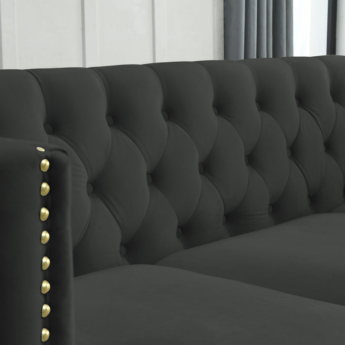 3 Seater / 2 Seater Combination Sofa Black Velvet