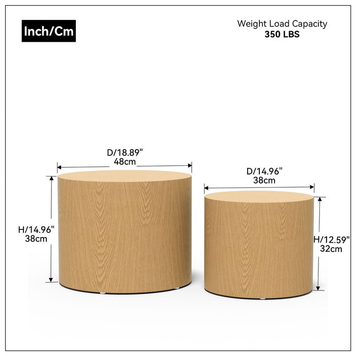 MDF Side Table / Coffee Table / End Table / Nesting Table (Set of 2) With Oak Veneer For Living Room, Office, Bedroom
