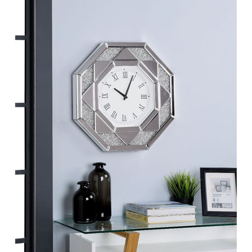 Maita - Wall Clock - Mirrored & Faux Gems Unique Piece Furniture