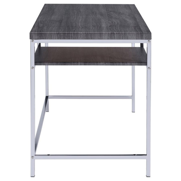 Kravitz - Rectangular Writing Desk - Weathered Gray And Chrome Unique Piece Furniture