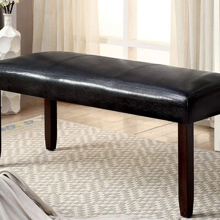 1 Piece Bench Only Dark Cherry And Espresso Padded Leatherette Upholstered Seat Solid Wood Kitchen Dining Room Furniture