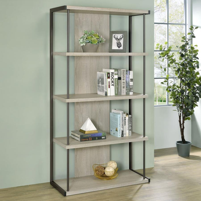 Loomis - 4-Shelf Bookcase - Whitewashed Gray - Wood Unique Piece Furniture