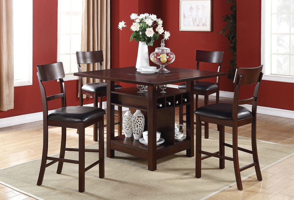 (Set of 2) Chairs Dining Room Furniture Dark Brown Cushioned Solid Wood Counter Height Chairs
