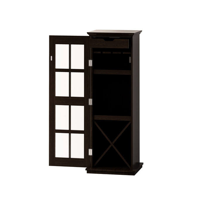 Modern Glass Door Wine Cabinet With Three - Layer Design, With Drawer And X - Shaped Wine Rack, For Living Room, Kitchen, Dining Room, Bar