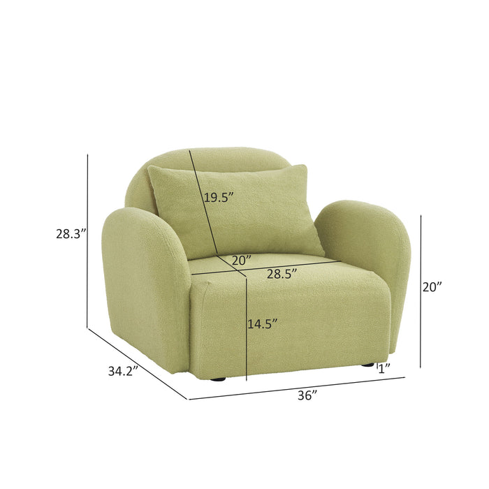 Living Room Furniture Lazy Sofa Chair Teddy Fabric Light Green