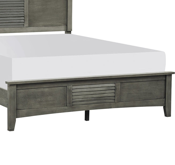 Transitional Style Cool Gray Finish 1 Piece Queen Size Bed Birch Veneer Wood Bedroom Furniture