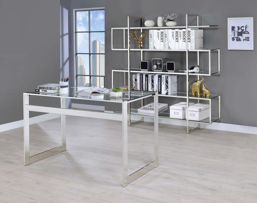 Elmer - 5-Shelf Bookcase - Chrome And Clear Unique Piece Furniture