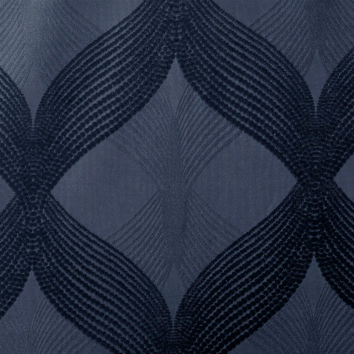 Ogee Knitted Jacquard Total Blackout Curtain Panel, Navy