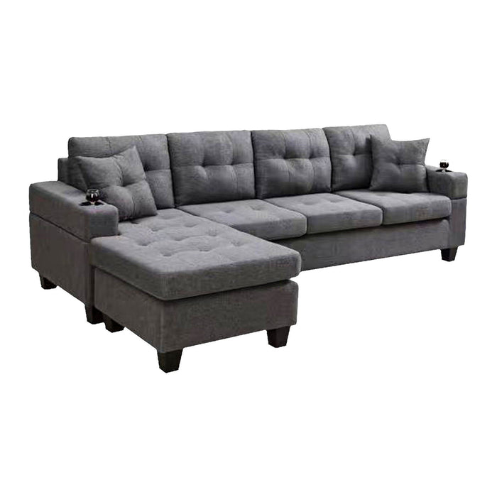 Mega Sectional Sofa Left With Footrest, Convertible Corner Sofa With Armrest Storage, Sectional Sofa For Living Room And Apartment, Chaise Longue Left - (Gray)