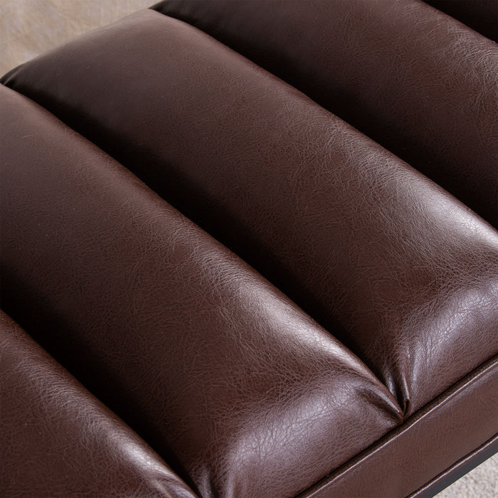 Metal Base Upholstered Bench For Bedroom For Entryway - Dark Brown