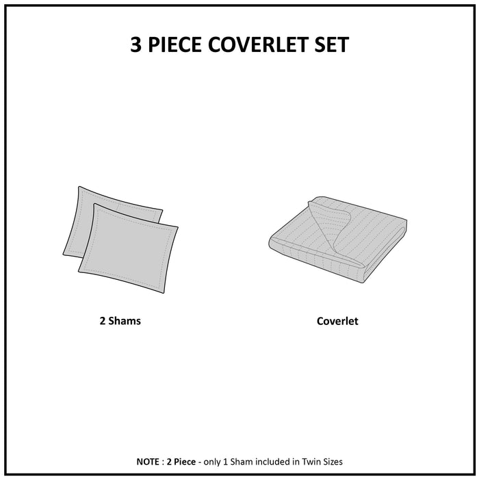 3 Piece Reversible Scalloped Edge Quilt Set